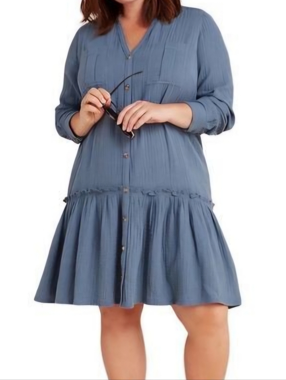 Anthropologie Mauve Katie Textured Tunic Dress Iris Blue Size Lg